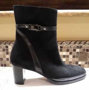 Black Suede Heeled Ankle Boot